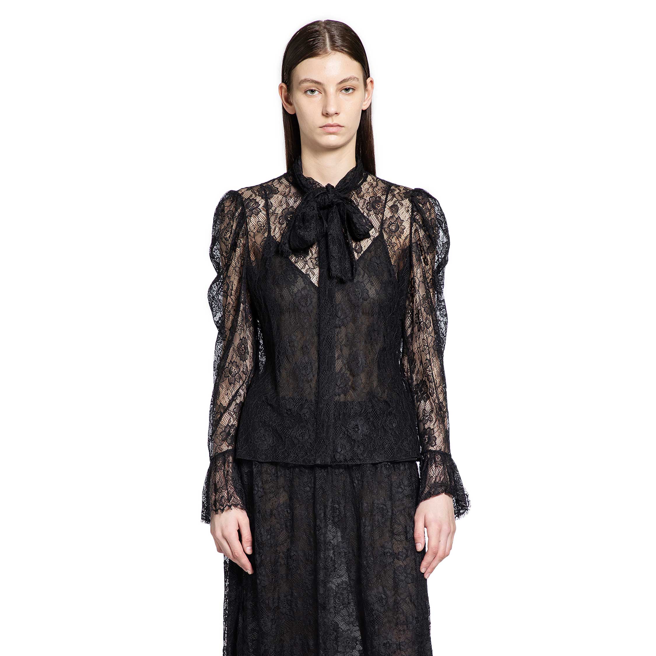 Lavallière Top in Floral Lace Jacquard