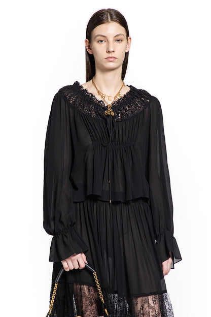 Crop Top in Silk Georgette and Lace