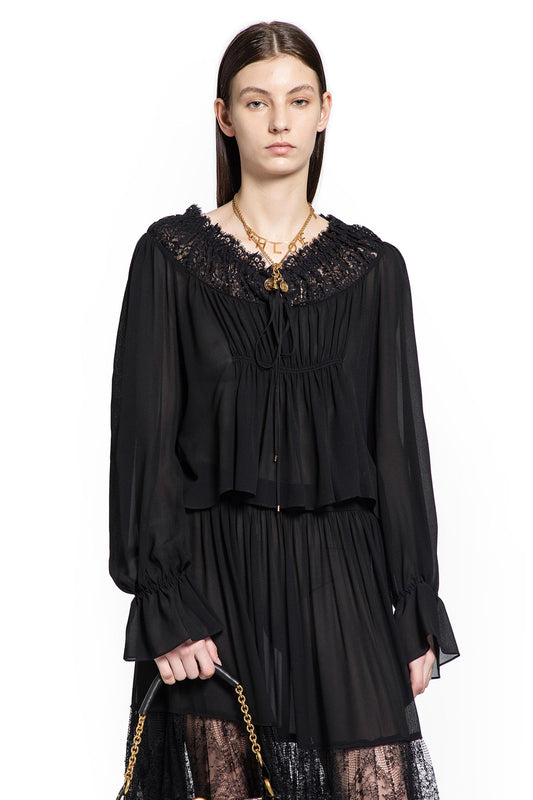 Crop Top in Silk Georgette and Lace
