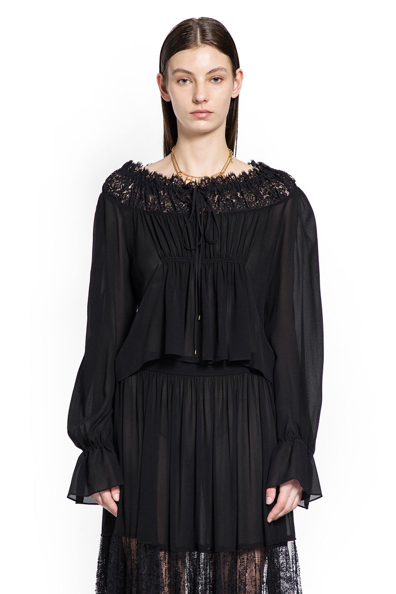 Crop Top in Silk Georgette and Lace