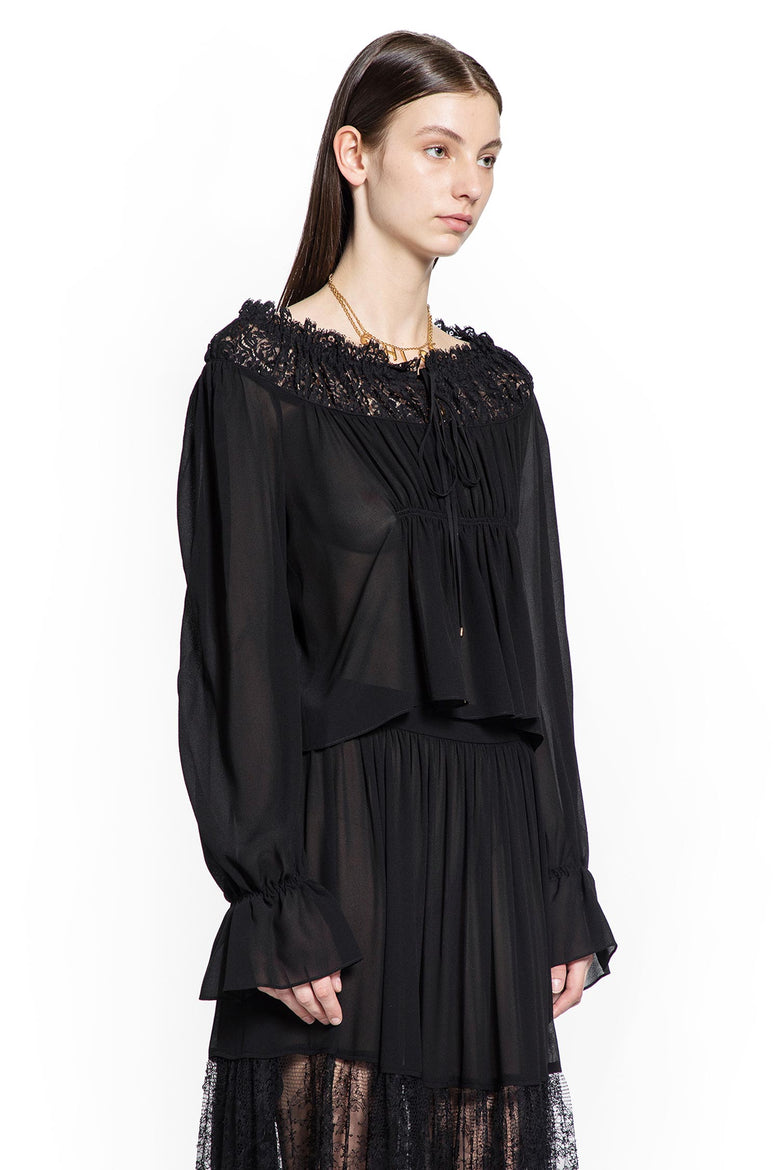 Crop Top in Silk Georgette and Lace