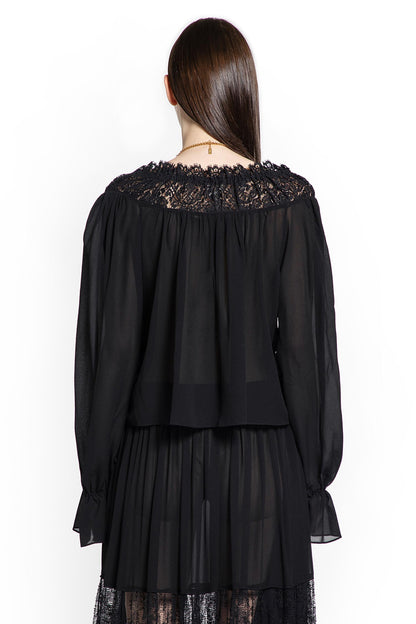 Crop Top in Silk Georgette and Lace