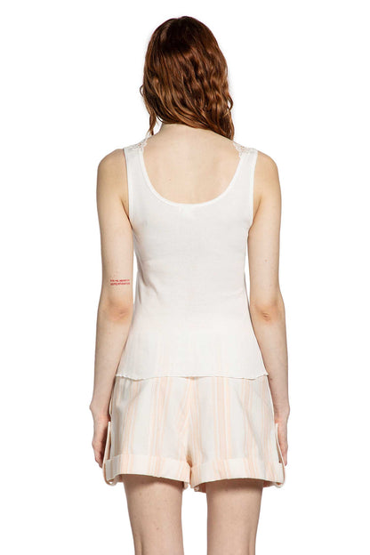 Tank Top in Cotton Jersey and Guipure