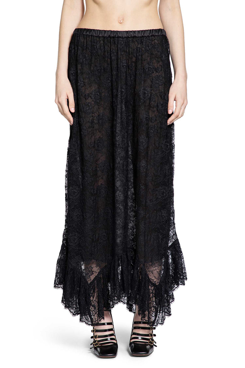 Ruffled Midi Skirt in Floral Lace Jacquard