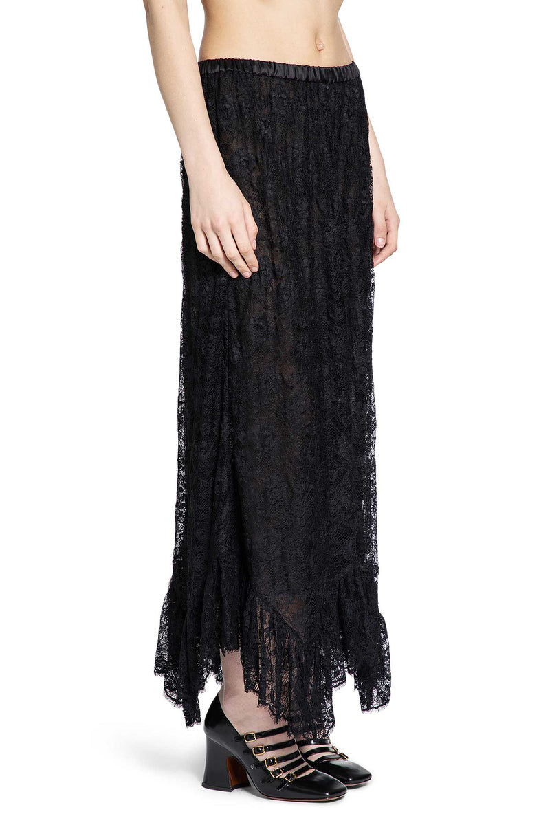 Ruffled Midi Skirt in Floral Lace Jacquard