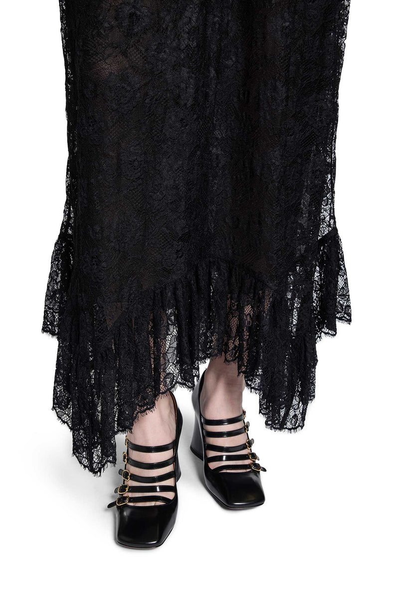 Ruffled Midi Skirt in Floral Lace Jacquard