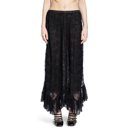 Ruffled Midi Skirt in Floral Lace Jacquard