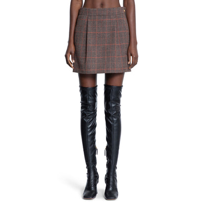 Pleated Mini Skirt in Check Wool