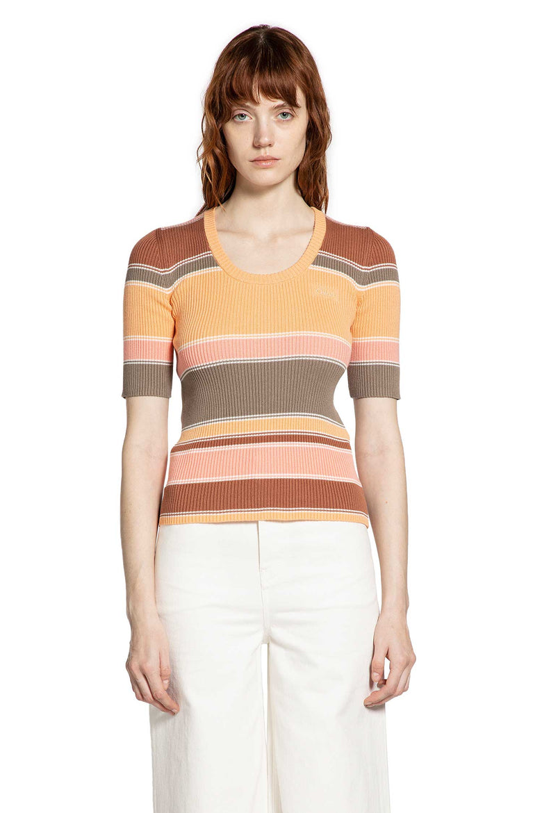 Striped Ribbed-Knit Top