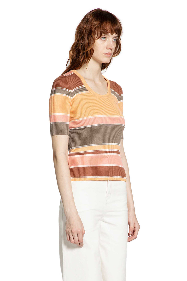 Striped Ribbed-Knit Top
