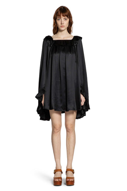Pleated Mini Dress in Silk Satin