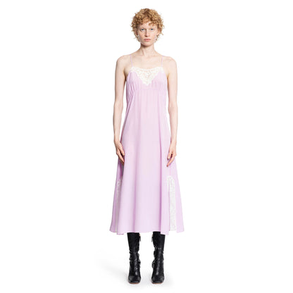 Midi Dress in Silk Crêpe De Chine and Lace