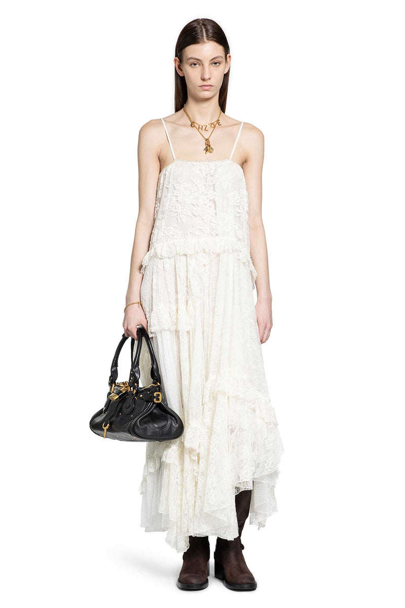 Thin Strap Long Dress in Embroidered Lace