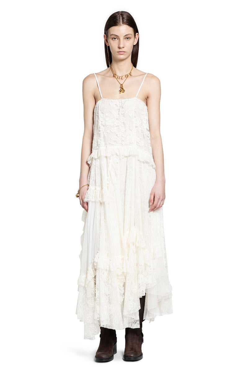 Thin Strap Long Dress in Embroidered Lace