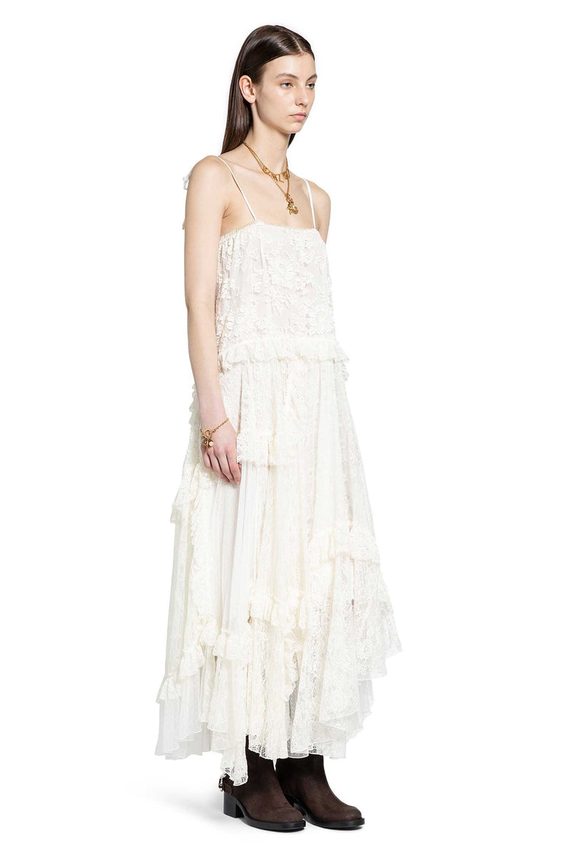 Thin Strap Long Dress in Embroidered Lace