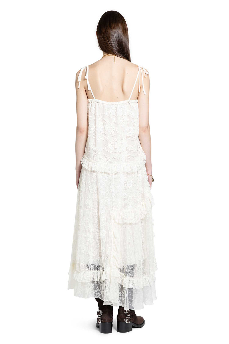 Thin Strap Long Dress in Embroidered Lace