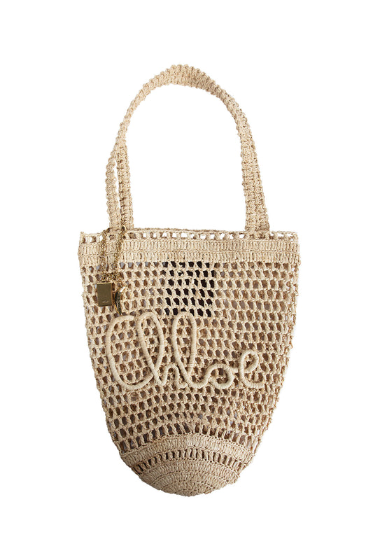 Small Summer Banana Tote Bag in Raffia - Antonioli.eu