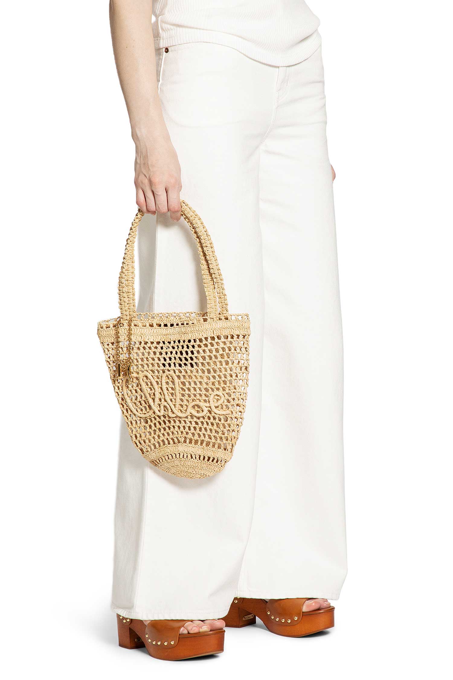 Small Summer Banana Tote Bag in Raffia