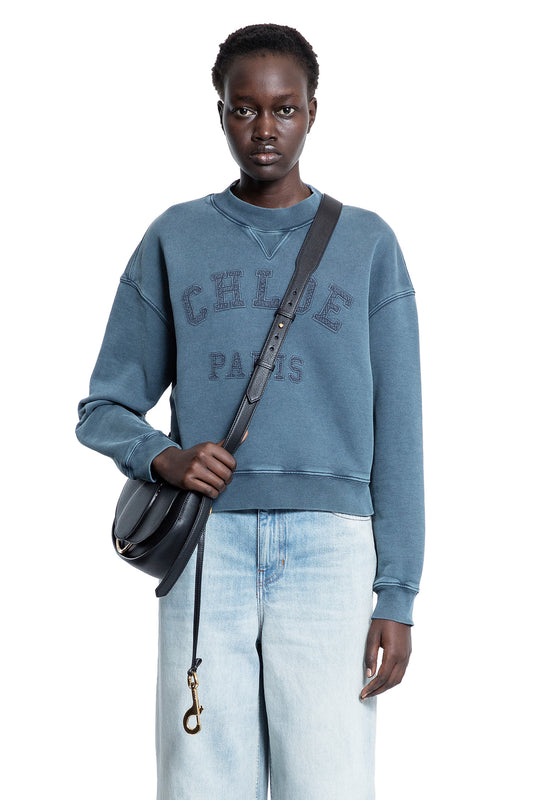 CHLOÉ WOMAN BLUE SWEATSHIRTS