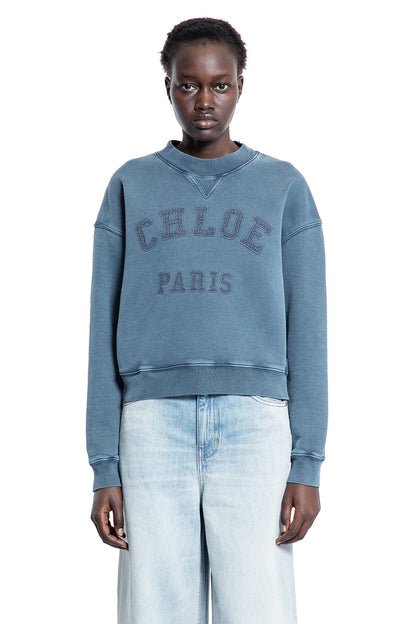 CHLOÉ WOMAN BLUE SWEATSHIRTS