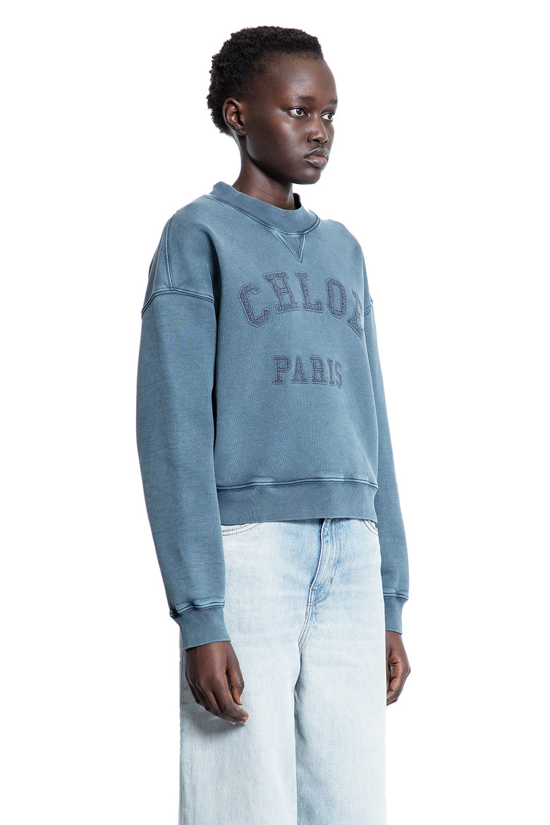 CHLOÉ WOMAN BLUE SWEATSHIRTS