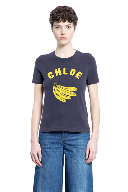 CHLOÉ WOMAN BLUE T-SHIRTS & TANK TOPS