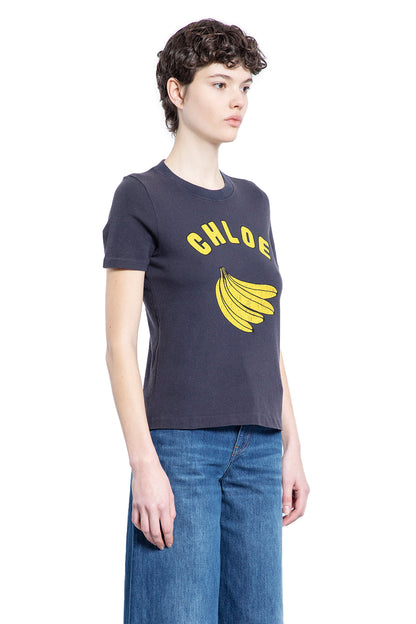 CHLOÉ WOMAN BLUE T-SHIRTS & TANK TOPS