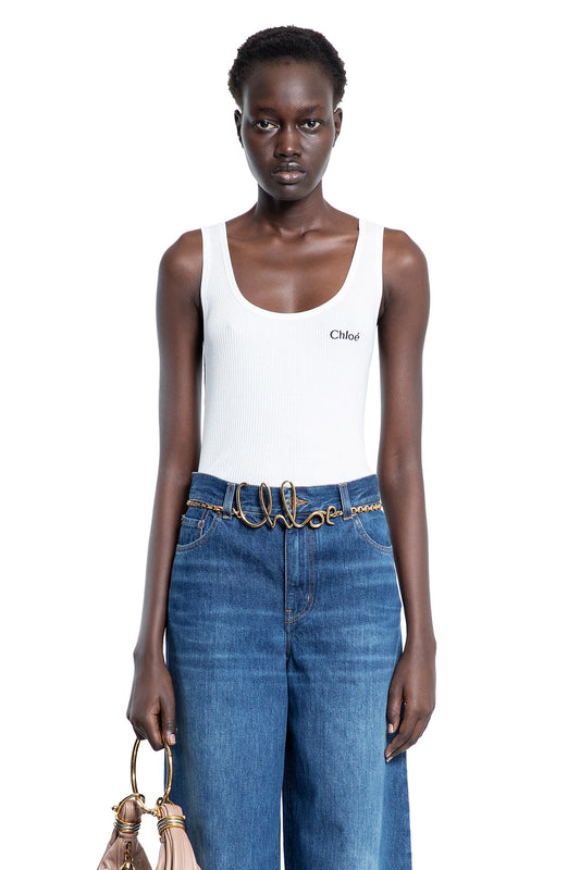 CHLOÉ WOMAN WHITE T-SHIRTS & TANK TOPS