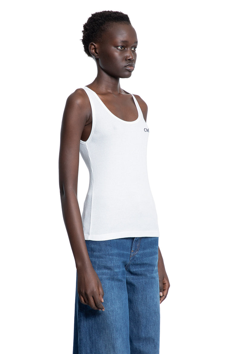 CHLOÉ WOMAN WHITE T-SHIRTS & TANK TOPS