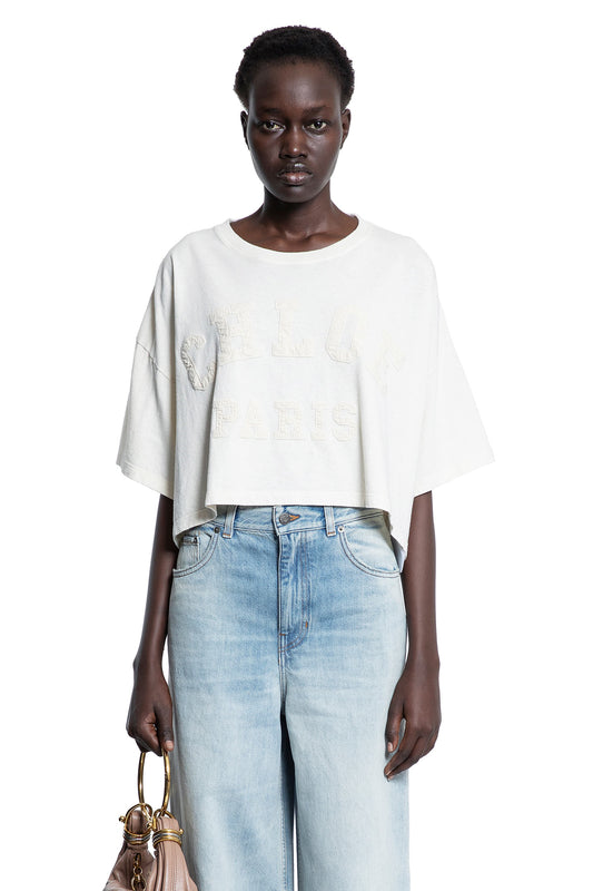 CHLOÉ WOMAN OFF-WHITE T-SHIRTS & TANK TOPS