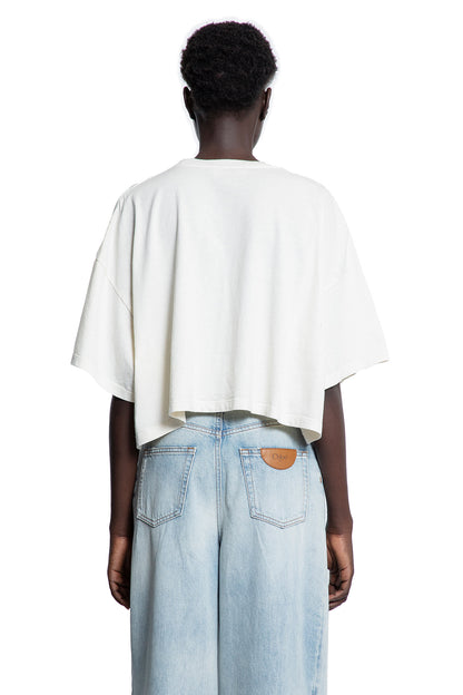 CHLOÉ WOMAN OFF-WHITE T-SHIRTS & TANK TOPS