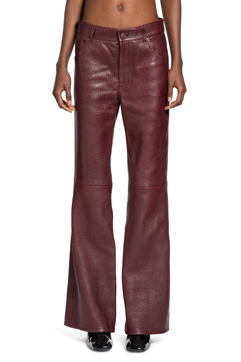 Flared Trousers in Light Bubble Lambskin