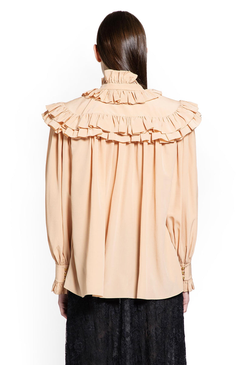 Oversize ruffle top in crêpe de chine