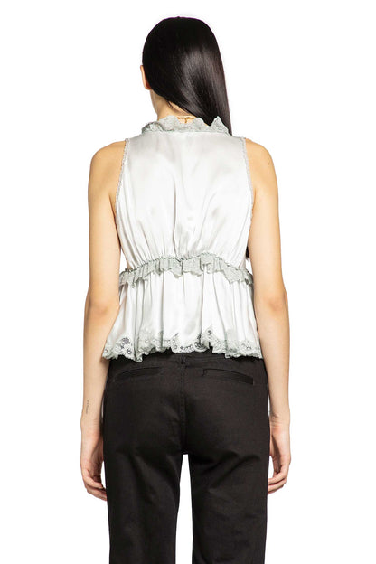 Washed Silk Satin and Lace Sleeveless Top