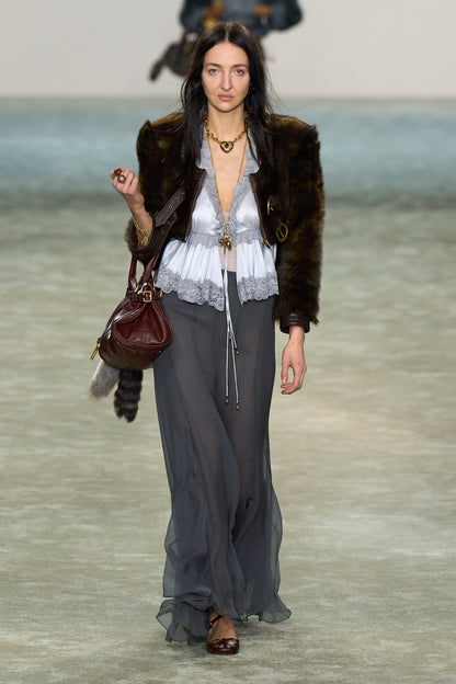 Washed Silk Satin and Lace Sleeveless Top