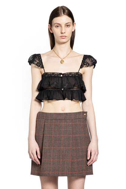 Silk Muslin and Lace Ruffled Crop Top