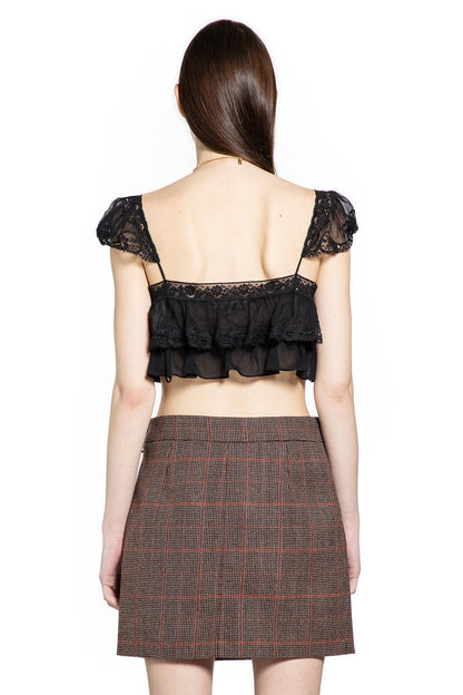 Silk Muslin and Lace Ruffled Crop Top
