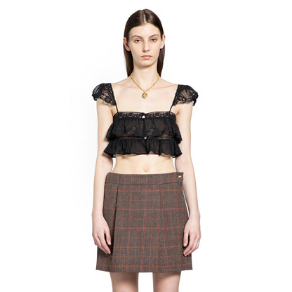 Silk Muslin and Lace Ruffled Crop Top