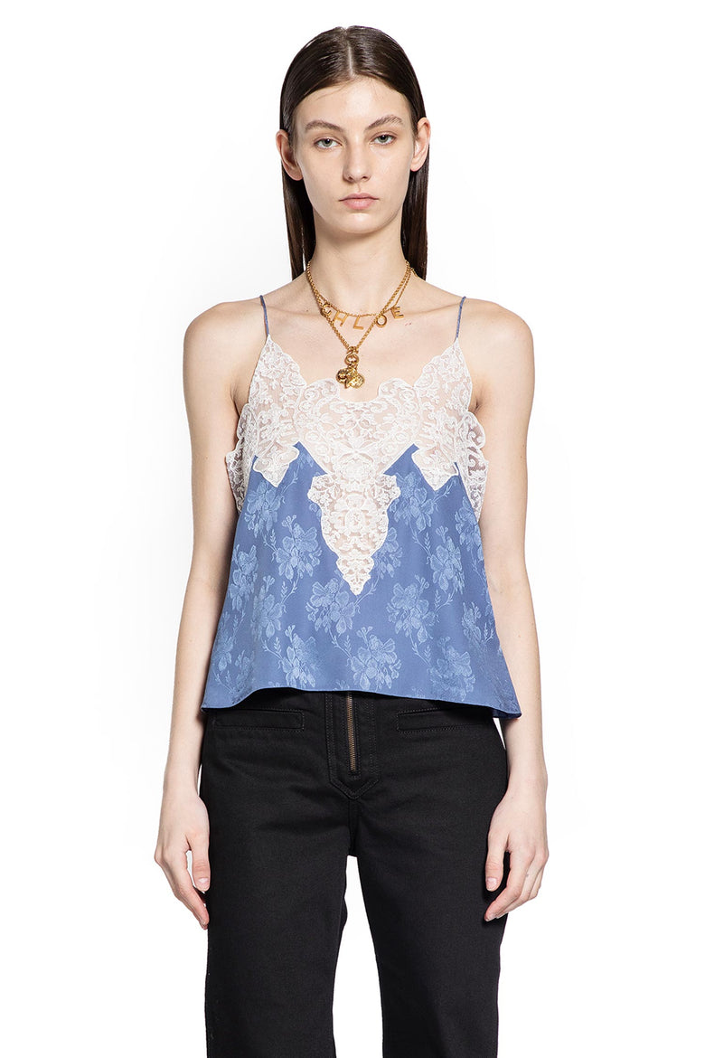 Camisole Top in Silk Jacquard and Lace