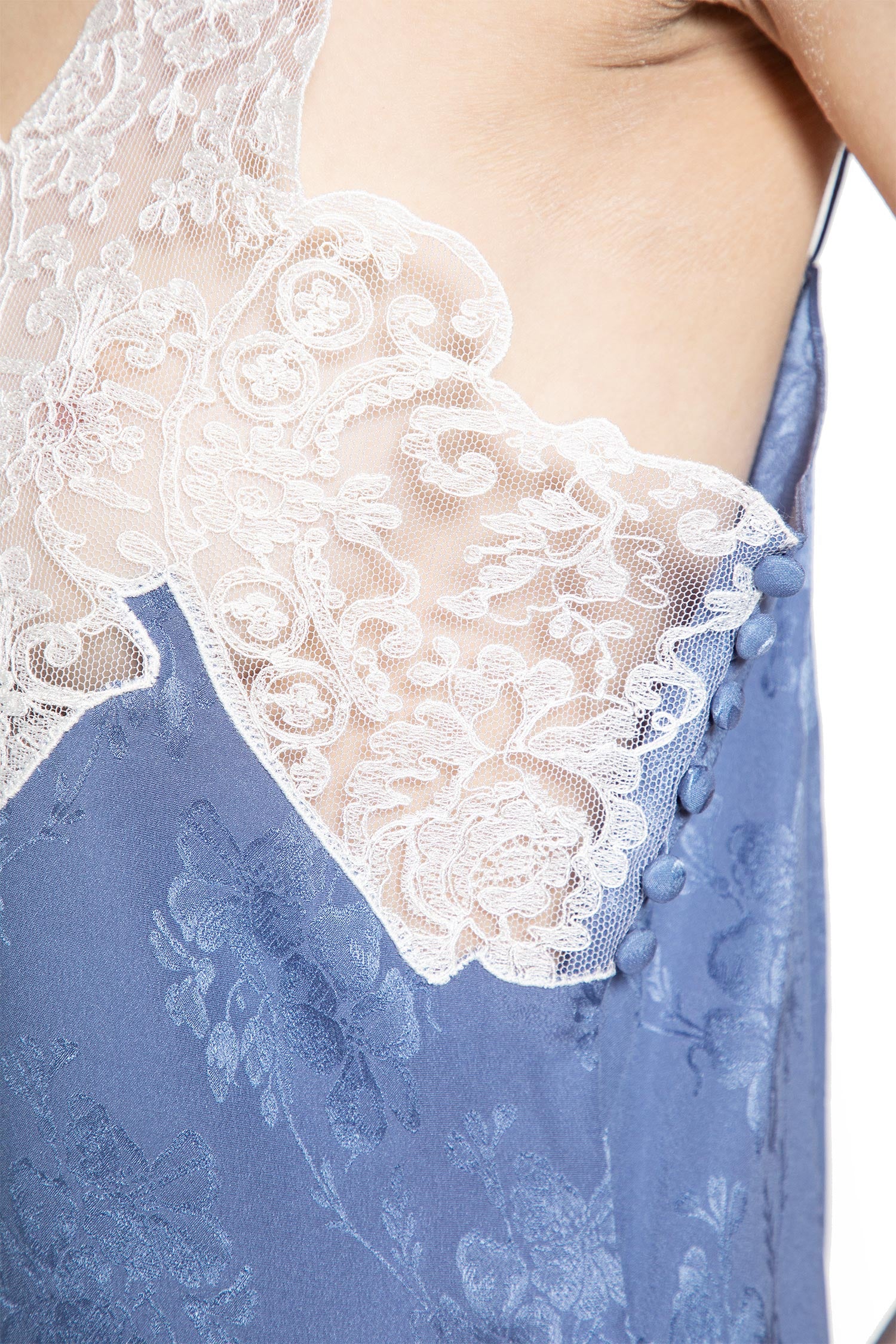 Camisole Top in Silk Jacquard and Lace