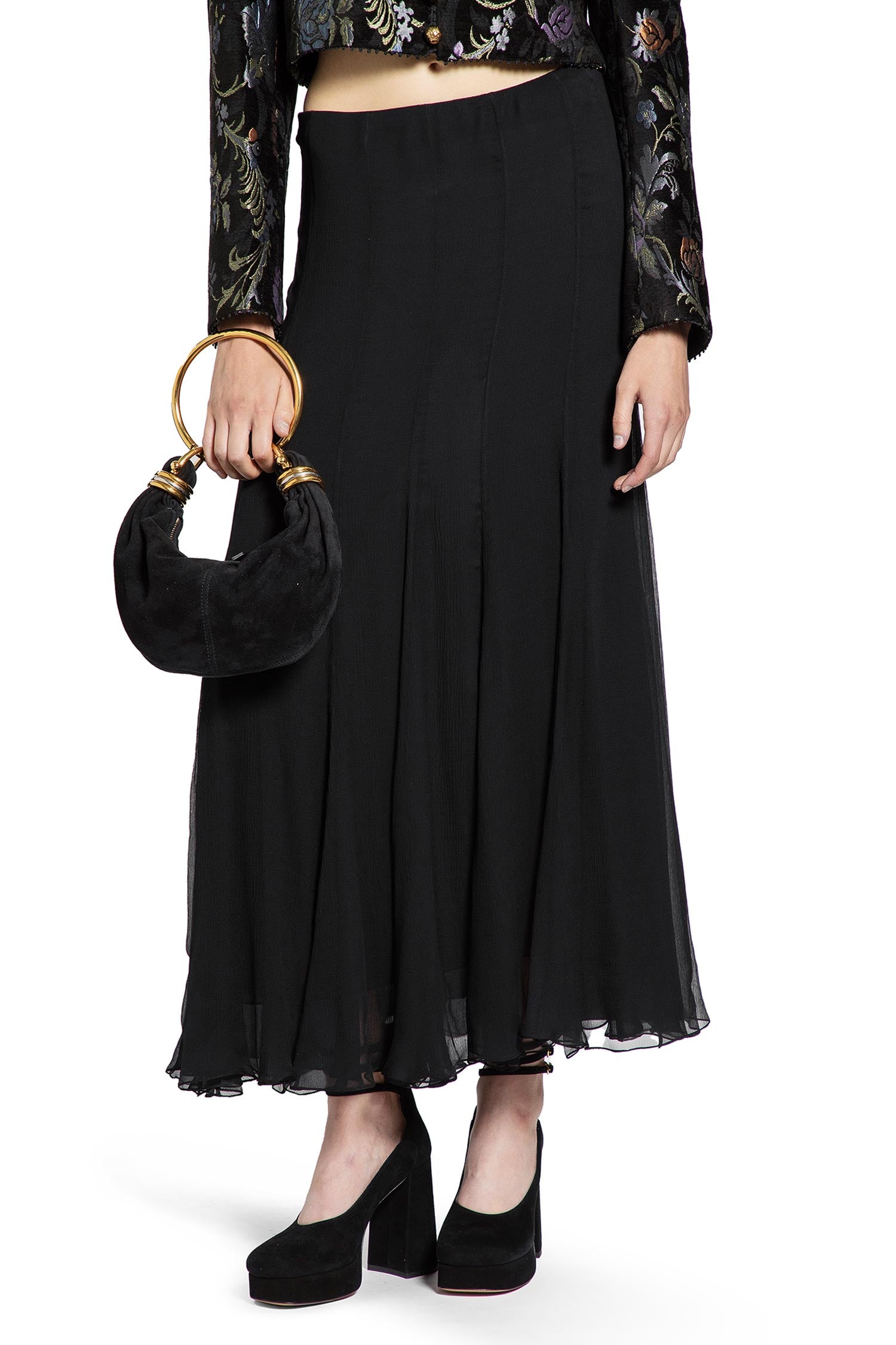 Fuid Maxi Skirt in Silk Mousseline - Antonioli.eu