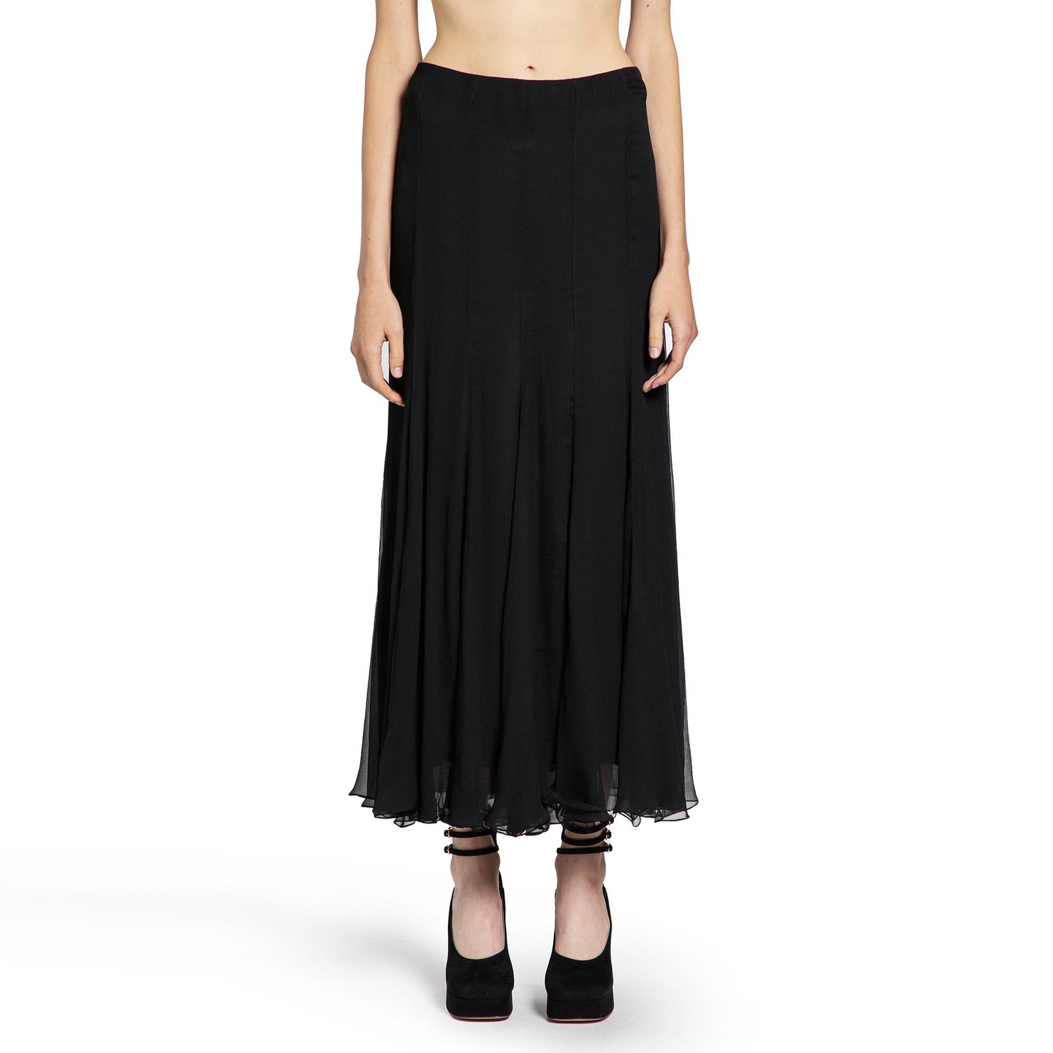 Fuid Maxi Skirt in Silk Mousseline - Antonioli.eu