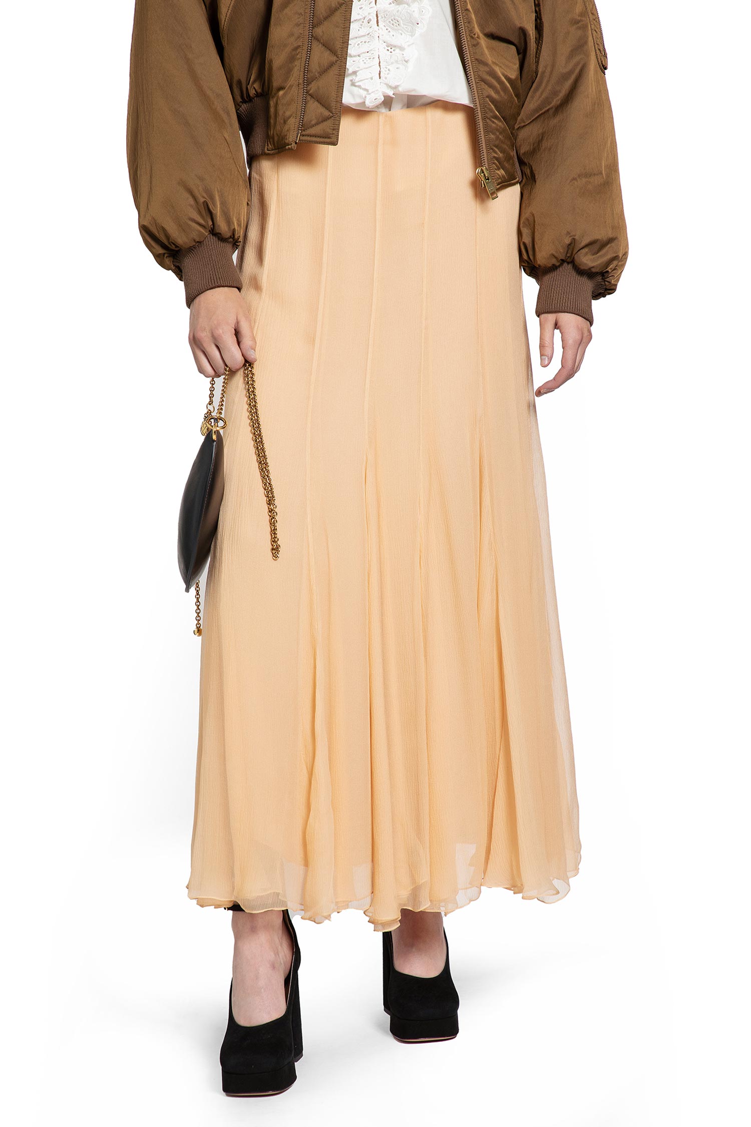 Fluid Maxi Skirt in Silk Mousseline - Antonioli.eu