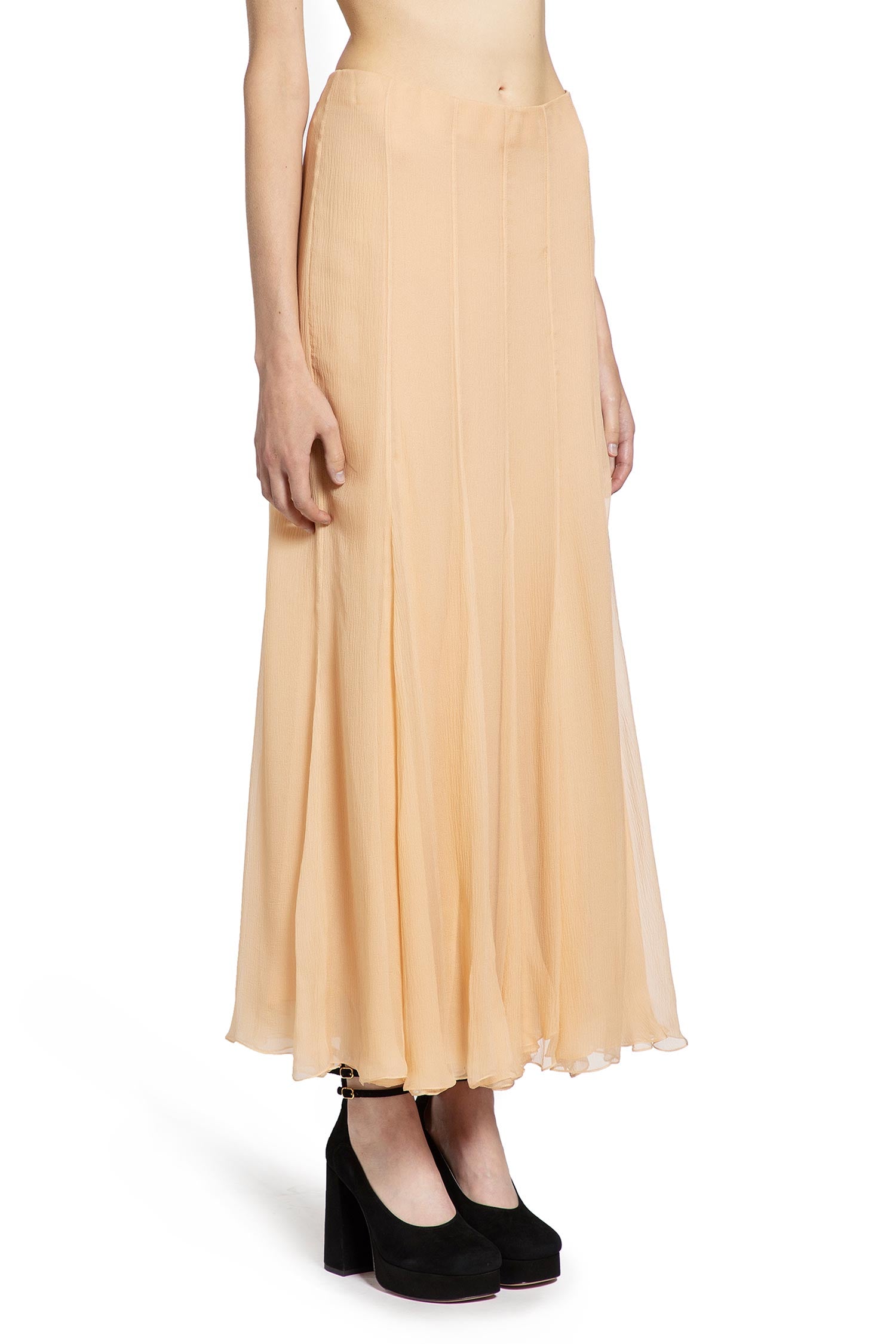 Fluid Maxi Skirt in Silk Mousseline - Antonioli.eu