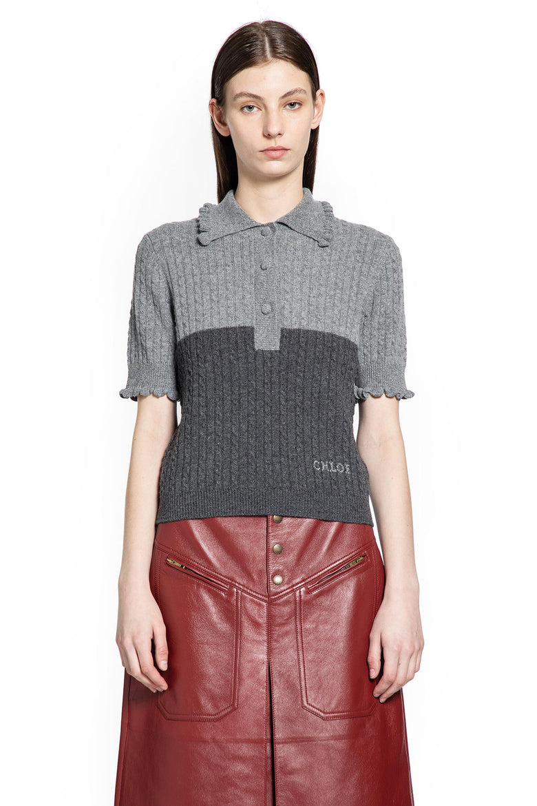 Two-Tone Cable-Knit Polo