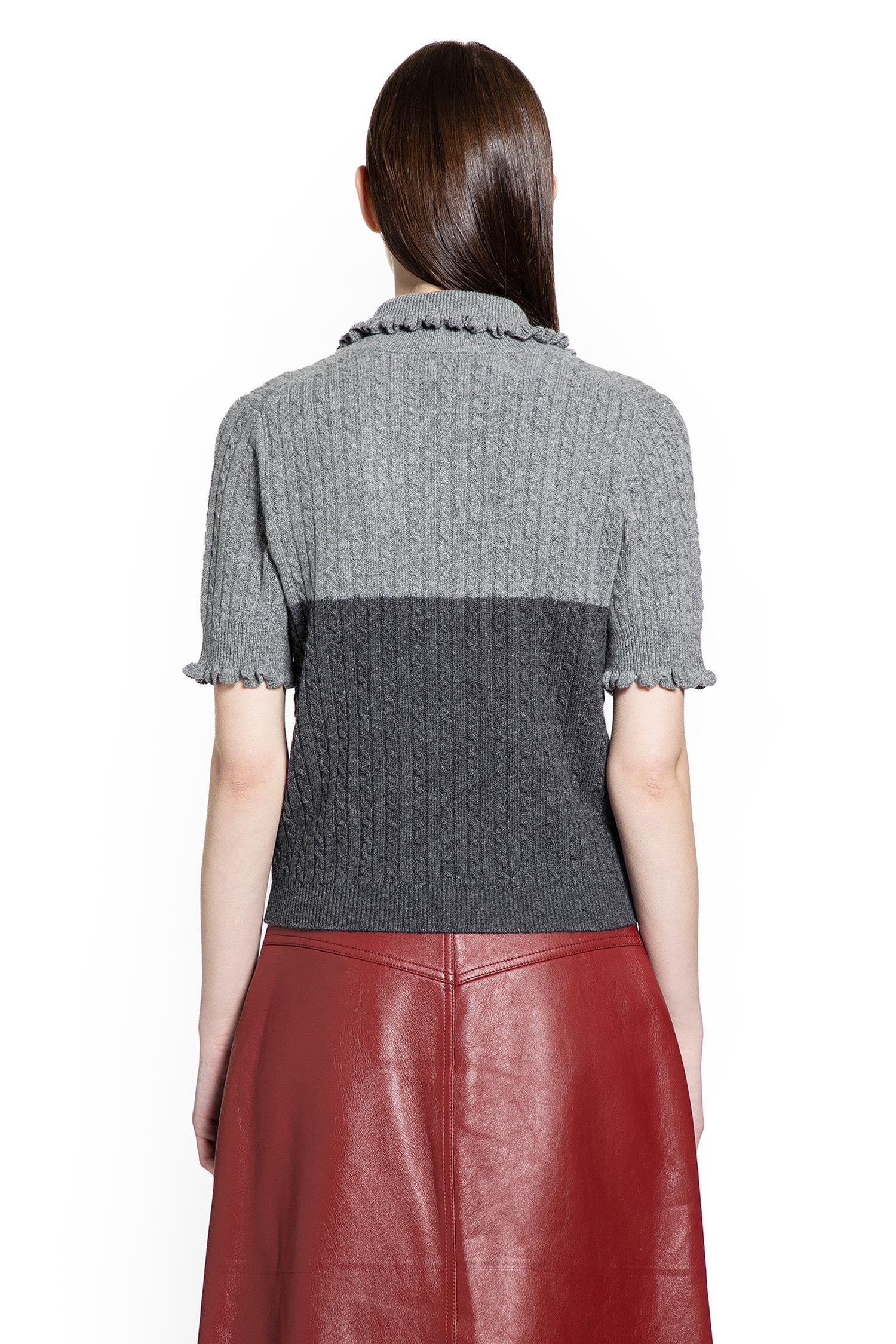 Two-Tone Cable-Knit Polo
