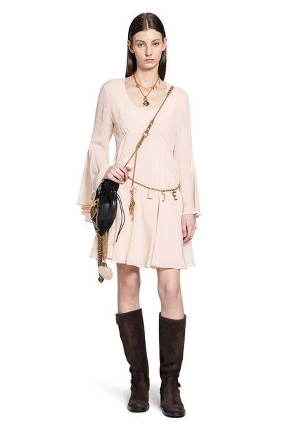 Flared Silk Georgette Mini Dress