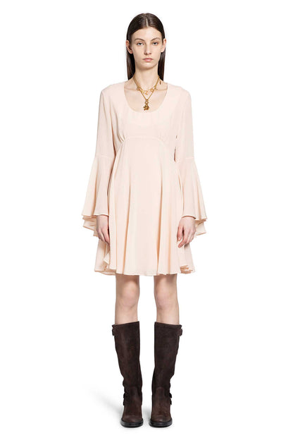 Flared Silk Georgette Mini Dress