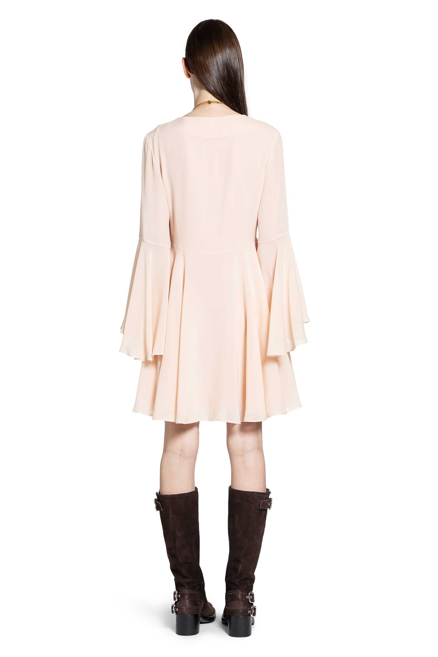 Flared Silk Georgette Mini Dress