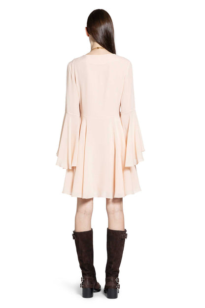 Flared Silk Georgette Mini Dress